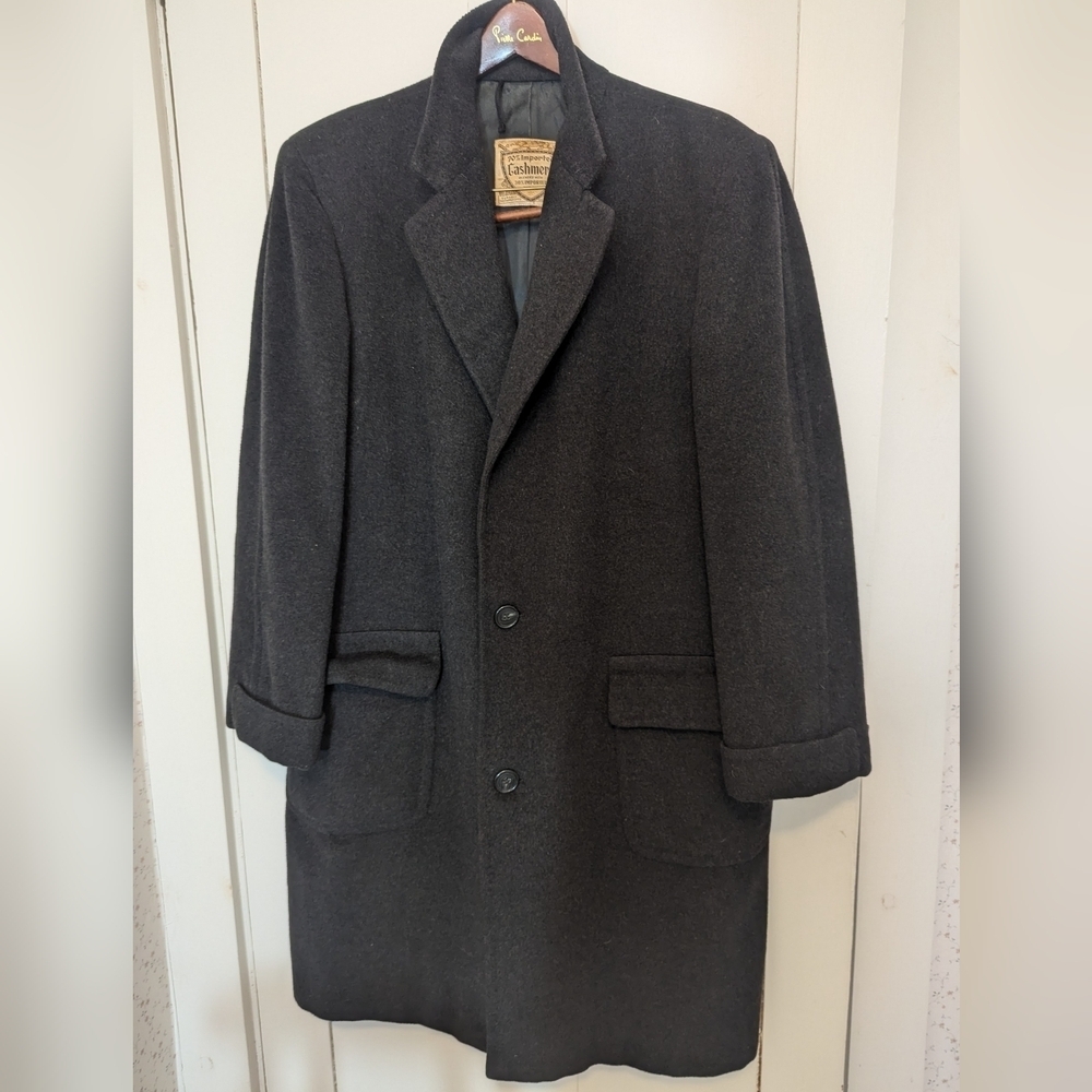 🖤 Vintage Cashmere Wool Long Classic Men's Coat shoulder pads